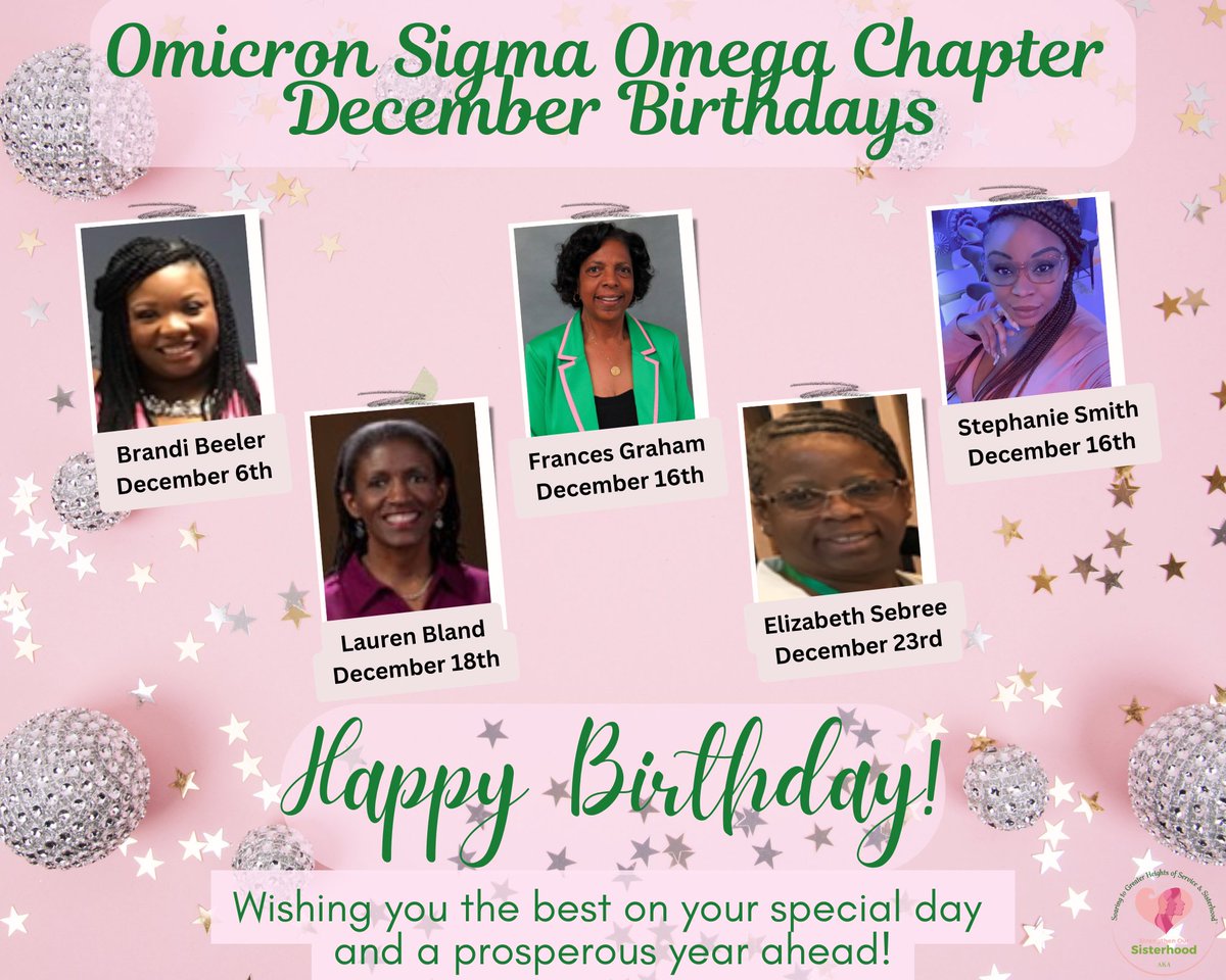 OSOAKA1908's tweet photo. Omicron Sigma Omega Chapter would like to wish a very happy birthday to all of our Sorority Sisters with a birthday in December! We hope you have a wonderful birthday and a great year ahead 💕 https://t.co/RI42EiThVF