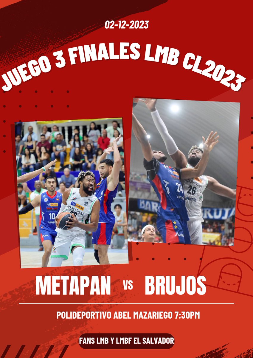 fanslmbylmbfsv's tweet photo. Se nos viene el juego 3 de las #FinalesLMB de la #LigaMayorDeBaloncesto #CL2023LMB entre #MetapanBC vrs #BrujosdeIzalco #CorreXnuestrasVenas #ESABKB #BKBESA https://t.co/WTArTYAtoq