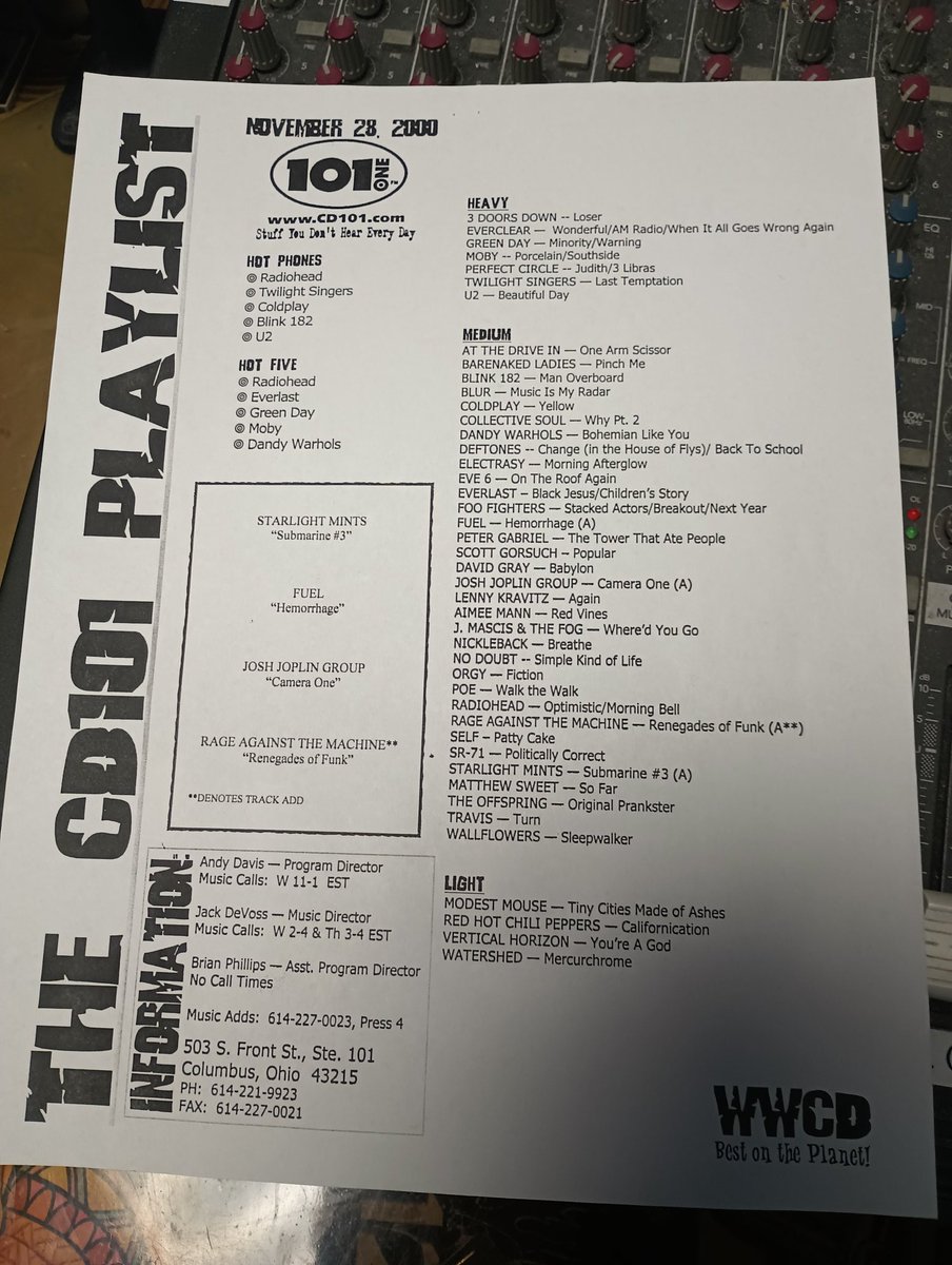 DJNateWWCD's tweet photo. Thanks for joining me for a #StashFlashback on @CD929fm! Here's the full playlist from this week in 2000! https://t.co/oZ9YG7bgJg