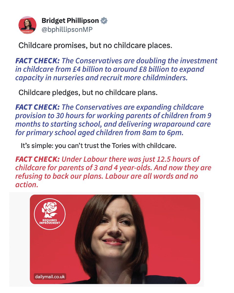 Same old Labour sniping from the sidelines with empty rhetoric. The @Conservatives are delivering the largest expansion of childcare in history👇 💷 Doubling investment from £4bn to £8bn ↔️ Expanding childcare provision for working parents Labour have no plan for parents.