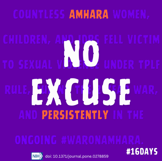 AmharaWaag's tweet photo. 75% of #Amhara #CRSV victims endured heart-wrenching horrors, with families being forced to witness the rape. Many of them were gang raped by at least 3 Tigray soldiers during the TPLF invasion of the Amhara region. Justice is overdue—let's be a voice for accountability. #16Days https://t.co/LvWEHyRcOc