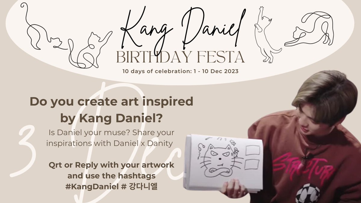 Let's celebrate #KangDaniel's birthday in style by sharing your artwork inspired by him! 🎨Express your love and creativity through your art and use his hashtags. ❤️ Can't wait to see your masterpieces! 

Please share and tag your fav fan artist to participate!
#강다니엘 #fanart