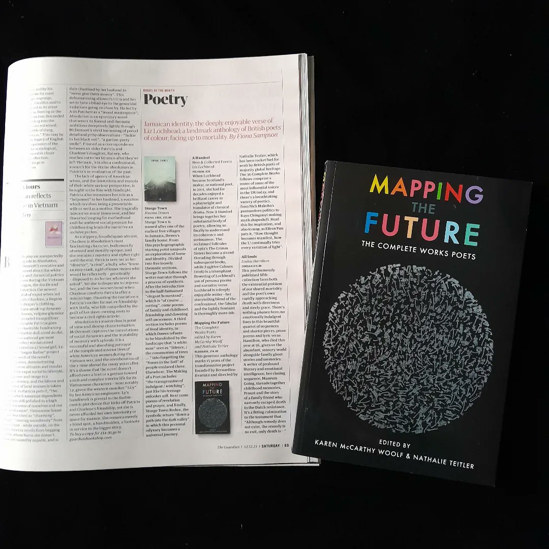 Thanks to @FionaRSampson for reviewing @KMcCarthyWoolf & @Natteitler's anthology #MappingtheFuture: The Complete Works Poets in @GdnSaturday. 'The 30 Complete Works fellows comprise a roster of some of the most influential voices in the UK today' theguardian.com/books/2023/dec…