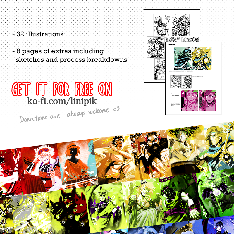 linipik's tweet photo. My Hades Huevember collection is up! 
A digital file with all my huevember art based on Supergiant's Hades characters, and it includes the sweet extra content with the sketches and process ;3c Download it from my K0fi for free/pwyw✨ https://t.co/qqu6Hk8O47