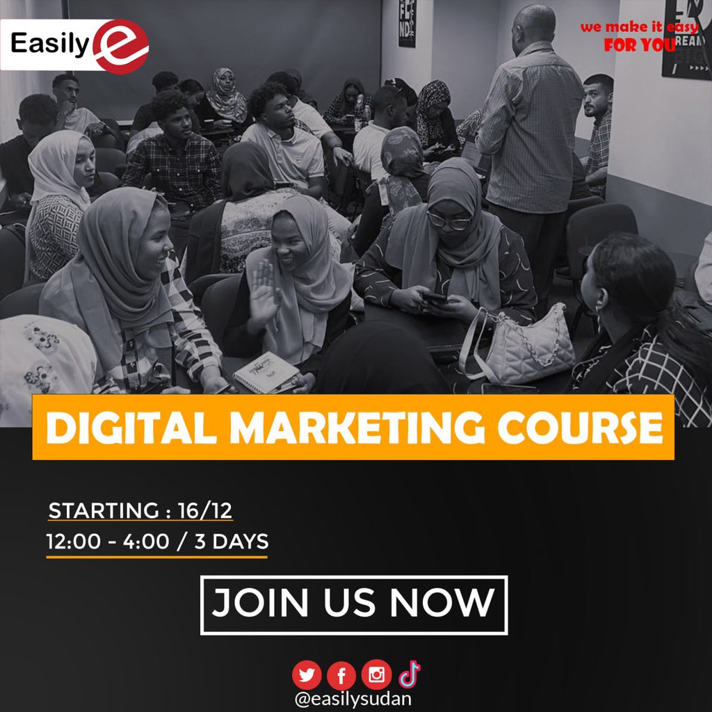 easilysudan's tweet photo. تواجدك الرقمي يحدث الفارق..

لكل الناس ال م حضرت كورس التسويق الرقمي الفات جاتك فرصة تانية🤩

بداية الكورس: ١٦/١٢
المدة : ٣ ايام
(السبت- الاتنين- الاربعاء)

الزمن: ١٢-٤ م

للتسجيل عبر واتساب :

https://t.co/CKLZdUOdM2 https://t.co/iI08LOhR0u