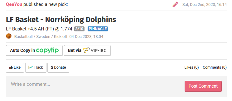 Sweden Basketligan🇸🇪

115€ a gagner parmi les #RT et ceux qui me follow si le pari passe.

🏀LF Basket Lulea vs Norrkoping

Pick : Lulea +4,5

Mise : 1,5%

Le deuxième meilleur jour de Norrkoping Marcus Tyus s'est blessé contre Soderlatje au dernier match, fracture de la main.