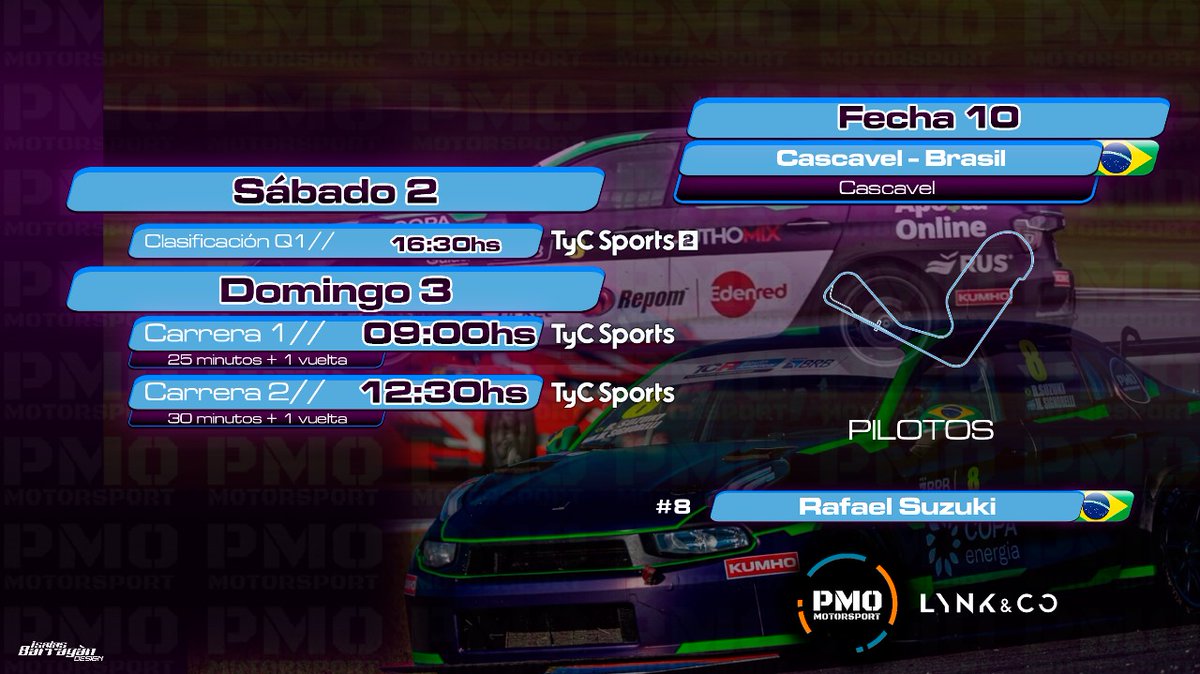 📺 Se viene la clasificación y te dejamos los horarios de las transmisiones de TV del <a href="/tcrsouthamerica/">TCR South America</a> en Cascavel.

🖌️ <a href="/IBarraganDesign/">Isaias Barragan design</a>