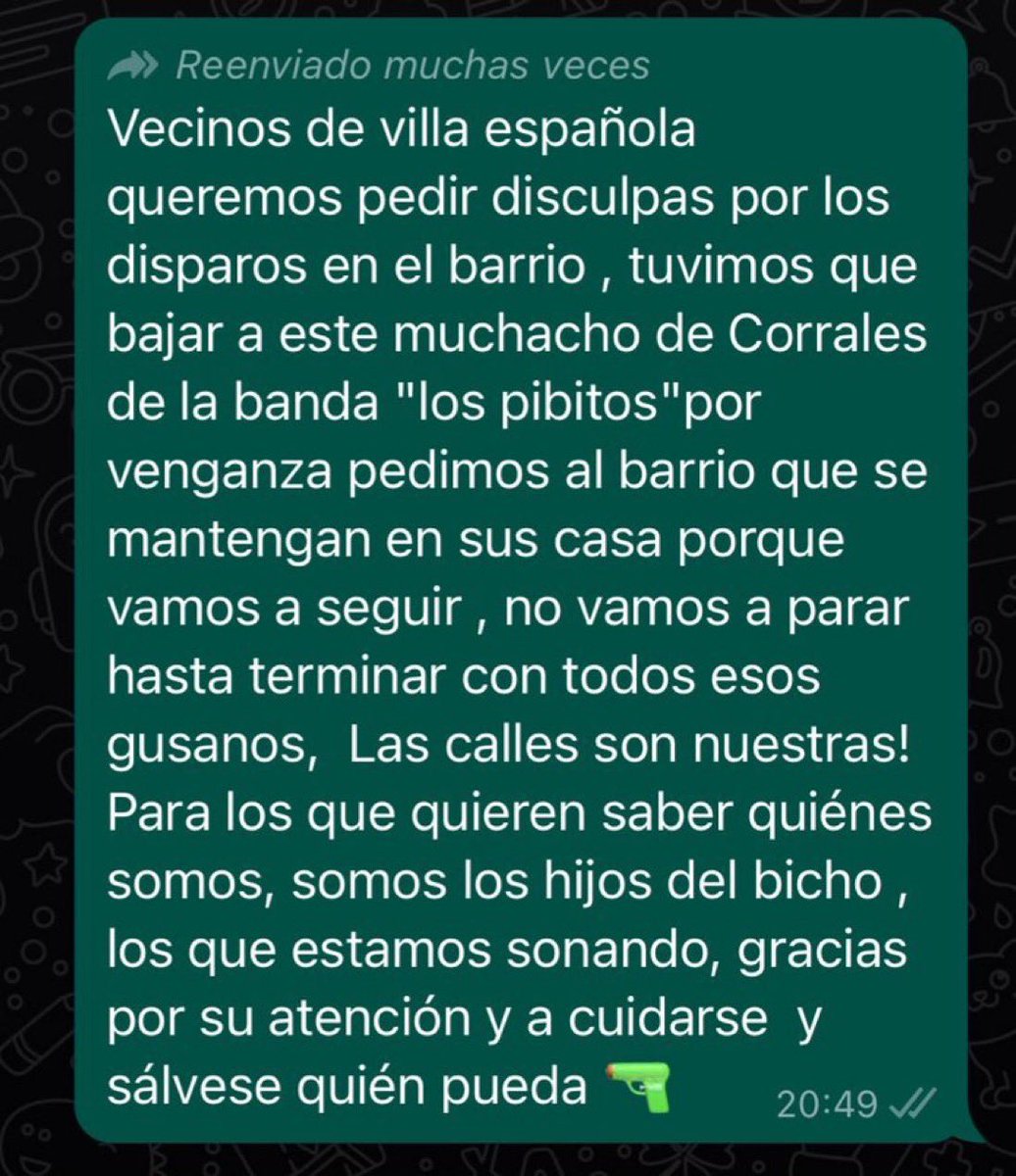 porqueTTarg's tweet photo. “Villa Española”

Por los mensajes que reciben los vecinos de ese lugar por parte de las mafias locales. https://t.co/S4rsgQE0kf
