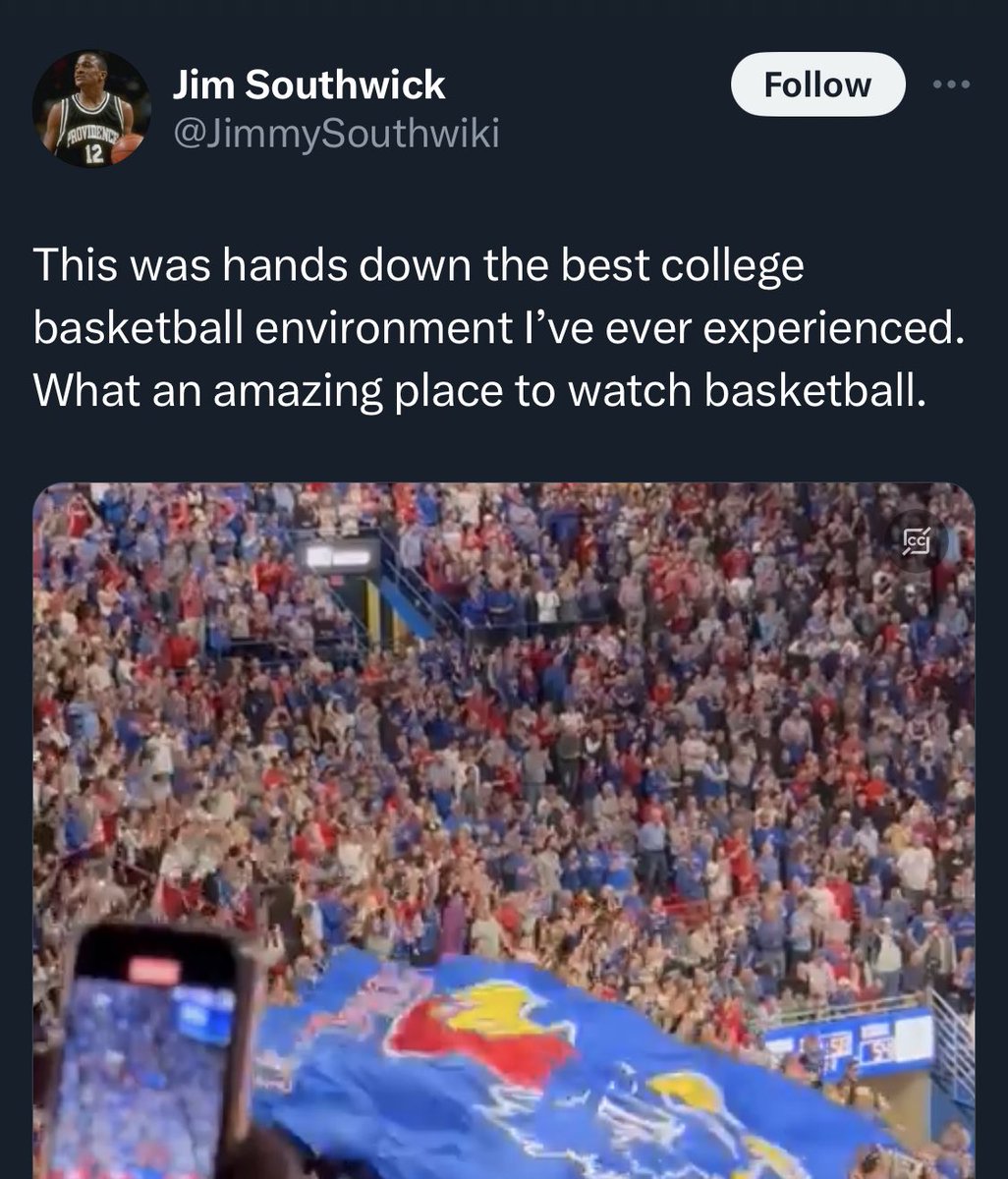 KUBurner's tweet photo. I love how literally the entire basketball world agrees AFH is an incredible venue except for three fanbases lmao (KSU, MU, ISU) https://t.co/hVSEBvZupJ