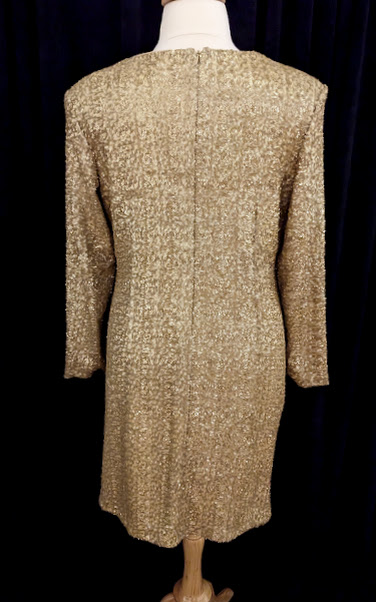Vintage 1990's Gold Sequin Dress By Coldwater Creek Size 18 avintageaddress.com/shop/vintage/w…  #Christmas2023 #GOLD #sequins #party #specialoccasion #coldwatercreek