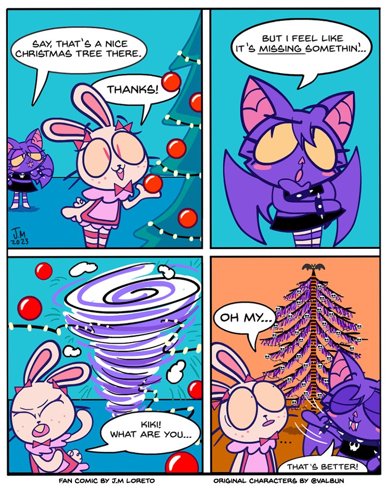 A Kiki and Koko Christmas Fan Comic Original oc’s belong to @Valbun_ Inspired by her Halloween/Christmas comic strip and of course The Nightmare Before Christmas.
