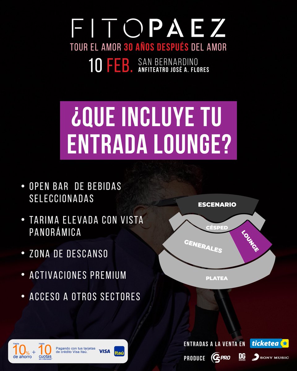 G5pro's tweet photo. ‼️HABLITADA LA VENTA GENERAL ✨FITO PAEZ regresa a 🇵🇾 con su tour EL AMOR 30 AÑOS DESPÚES DEL AMOR❤️‍🔥😍

🗓️10/Feb
🏟️Anfiteatro José A Flores
🎟️@ticketeapy https://t.co/ejvrxZS9oG
✔️Web Itaú Visa 10% Dto + 10 Cuotas s/ intereses

#EADDA #FitoPaezPy
Producen G5Pro y @dgexperiencecom https://t.co/0jpE25erUq