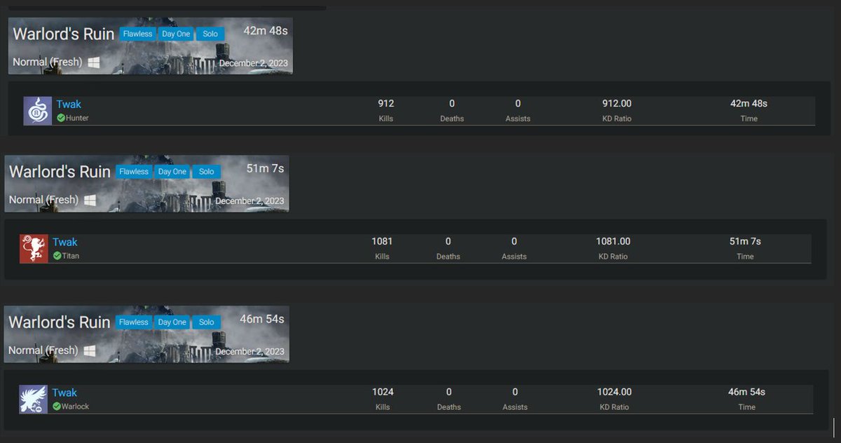 Solo Flawless sur les 3 persos 👍