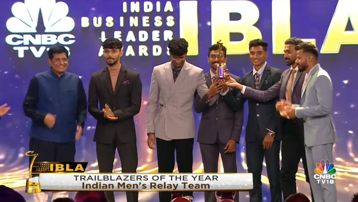 TheKhelIndia's tweet image. Indian Men&apos;s Relay Team , Parul Chaudhary &amp;amp; Annu Rani won Trailblazers of the year award at India Business Leader Award 🏆

Congratulations to all of them....!!

#IBLA2023 #IBLA