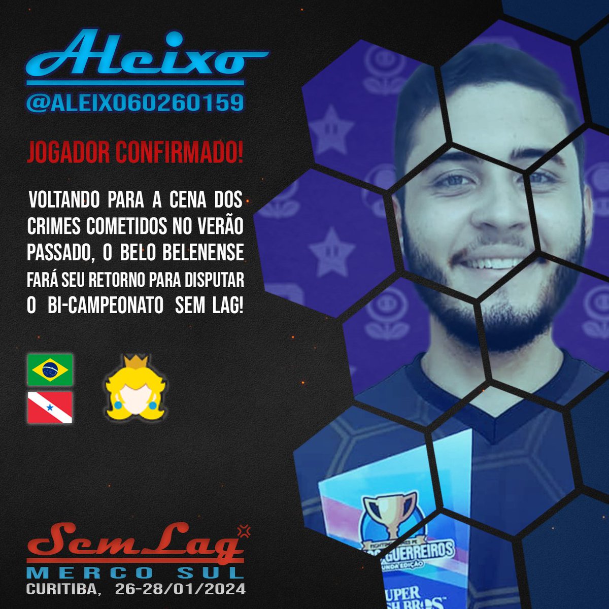TryHardSmash's tweet photo. Summit #SEMLAG2024 💢
- MercoSul 🇧🇷🇦🇷🇻🇪🇵🇾🇺🇾

Acesse https://t.co/TzabJE6tWU para indicar seus jogadores favoritos para viajar com TUDO PAGO para essa disputa!

🗓️ 26, 27 &amp; 28 de Janeiro
✈️ Curitiba, Paraná - 🇧🇷
🎮 #SmashBrosUltimate

 feat. @Aleixo60260159 https://t.co/zTM24upSsF