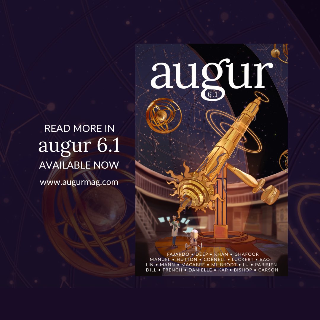 Augur Society | Fund our SFF press on Kickstarter! (@augursociety) on Twitter photo Today's issue 6.1 highlight is "Mass Thermal Anomalies"
This incredible poem by <a href="/ErikaLuckert/">Erika Luckert</a> contemplates the effects of climate change on Earth. Rife with themes of renewal, loss, grief, and evolution, it asks the question of what it means to be a steward of our home. Today's issue 6.1 highlight is "Mass Thermal Anomalies"
This incredible poem by <a href="/ErikaLuckert/">Erika Luckert</a> contemplates the effects of climate change on Earth. Rife with themes of renewal, loss, grief, and evolution, it asks the question of what it means to be a steward of our home.