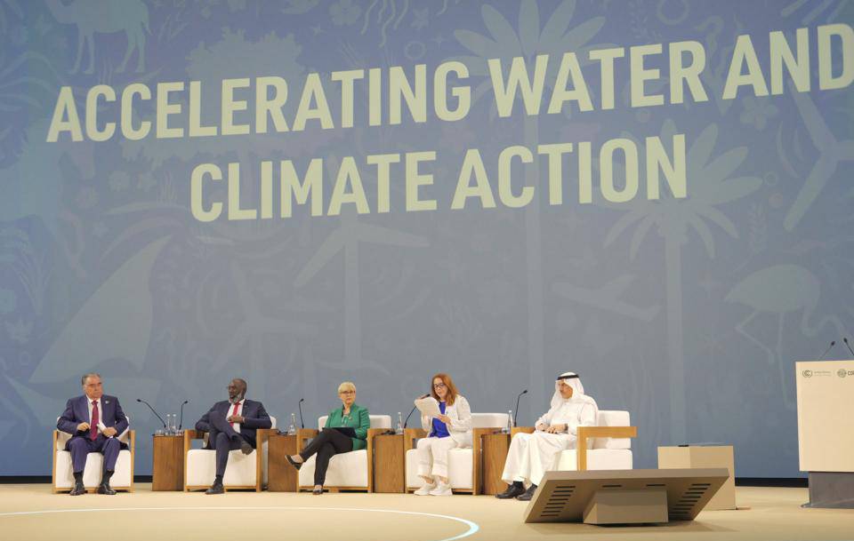 WorldBankWater's tweet photo. Water must be recognized as a decisive factor for climate action.
Leaders gathered at the #COP28 Water Presidency Session to discuss targets + policies to elevate the global ambition on water.
@nmusar @pikpisas @EmomaliRahmon @mfespinosaEC @isdb_group @COP28_UAE @watercommongood https://t.co/SLtIOuZwDT