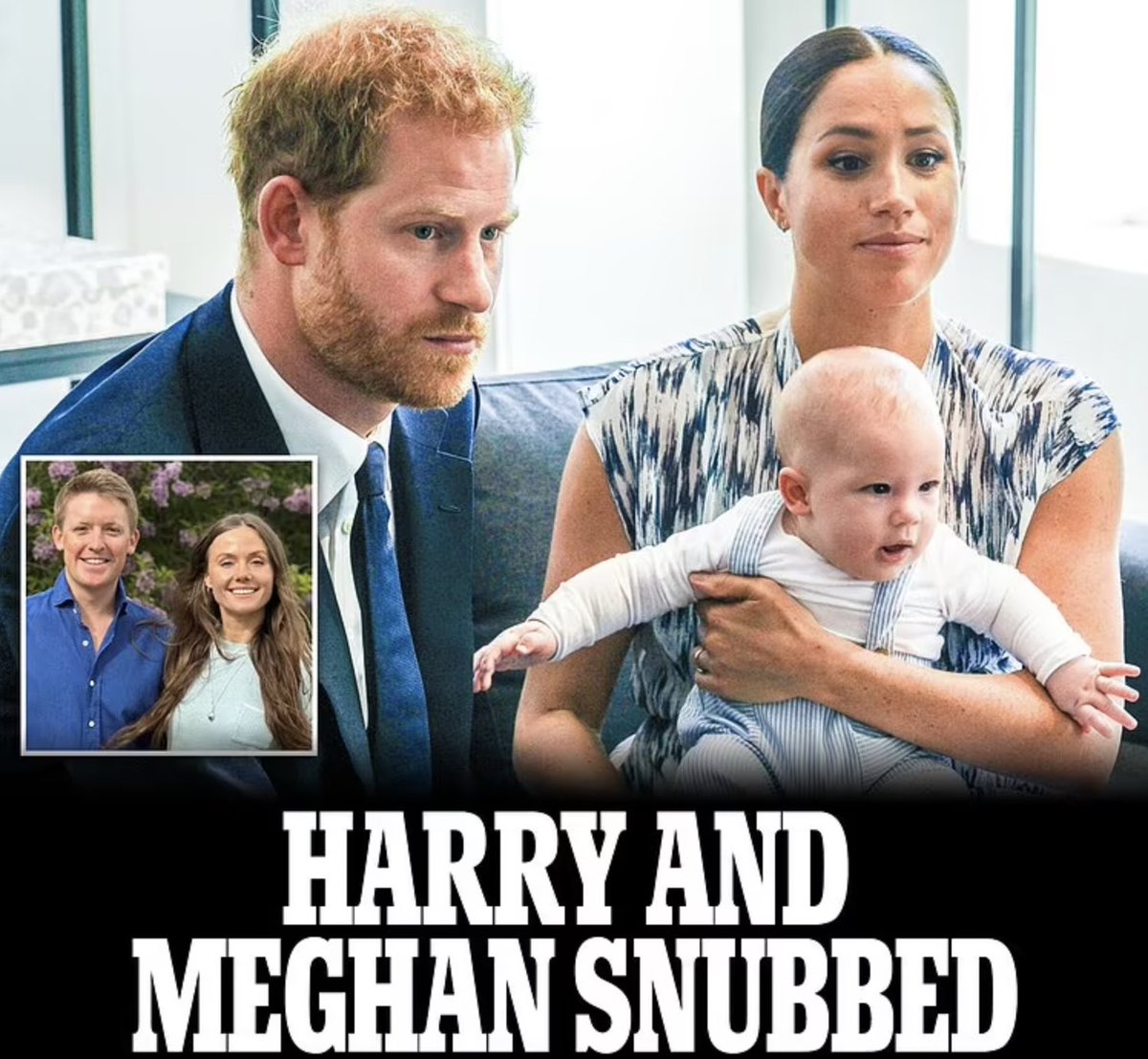 DailyMail's tweet photo. Harry and Meghan excluded from wedding of Archie's godfather https://t.co/4DTtaSv7ml https://t.co/RY4vRd58Ii