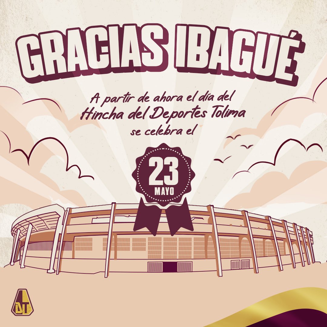 cdtolima's tweet image. Muchas gracias IBAGUÉ 💛💚❤️ Ahora cada 23 de mayo, celebraremos juntos el día del hincha de #ElEquipoDeLaMusical.
