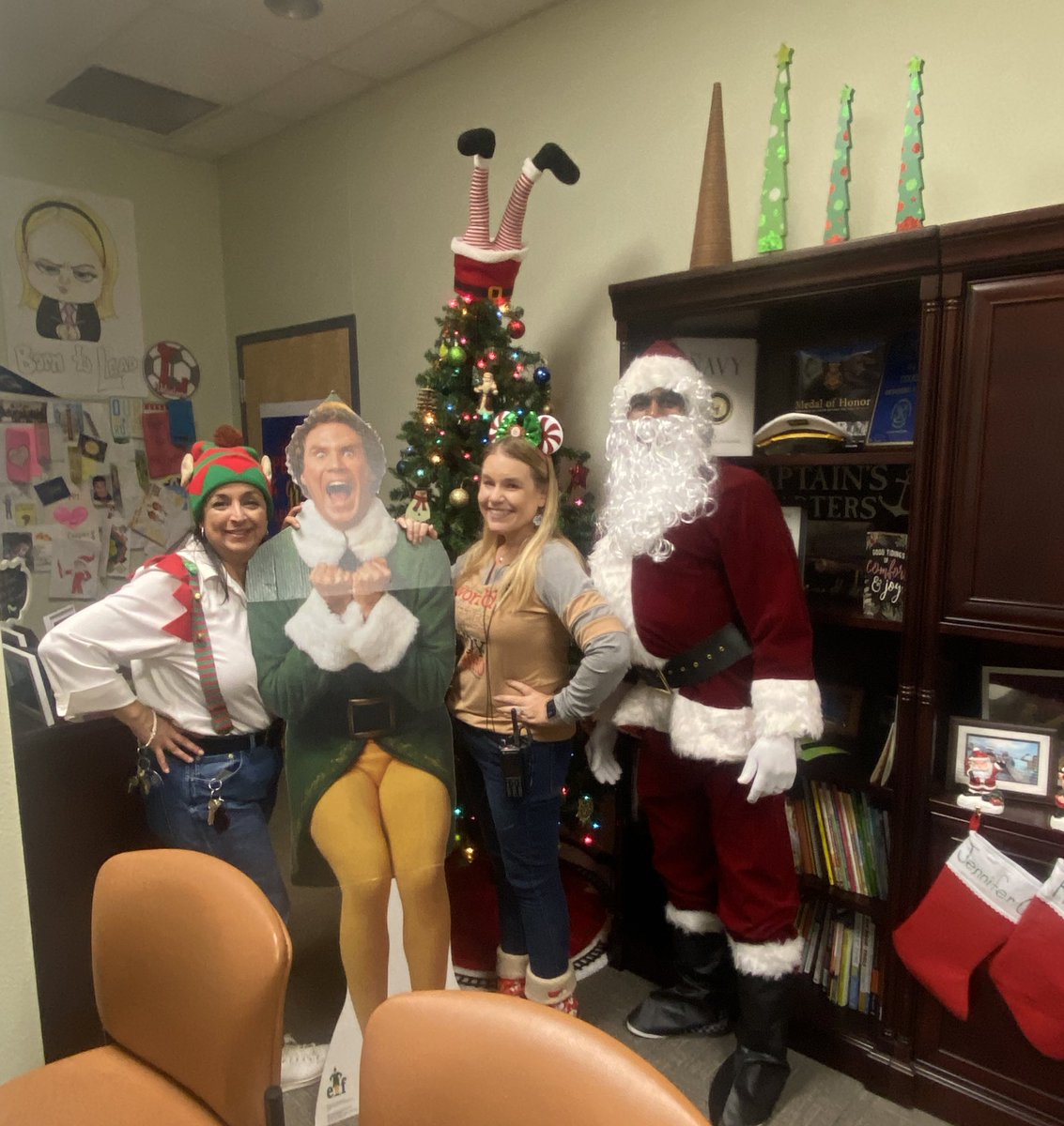 I adore this team! There is nothing these 2 APs won’t do to make this holiday season merry and bright for our community! Pretty sure that elf and Santa duties weren’t in the job description, but they do it with a smile! #blessedprincipal