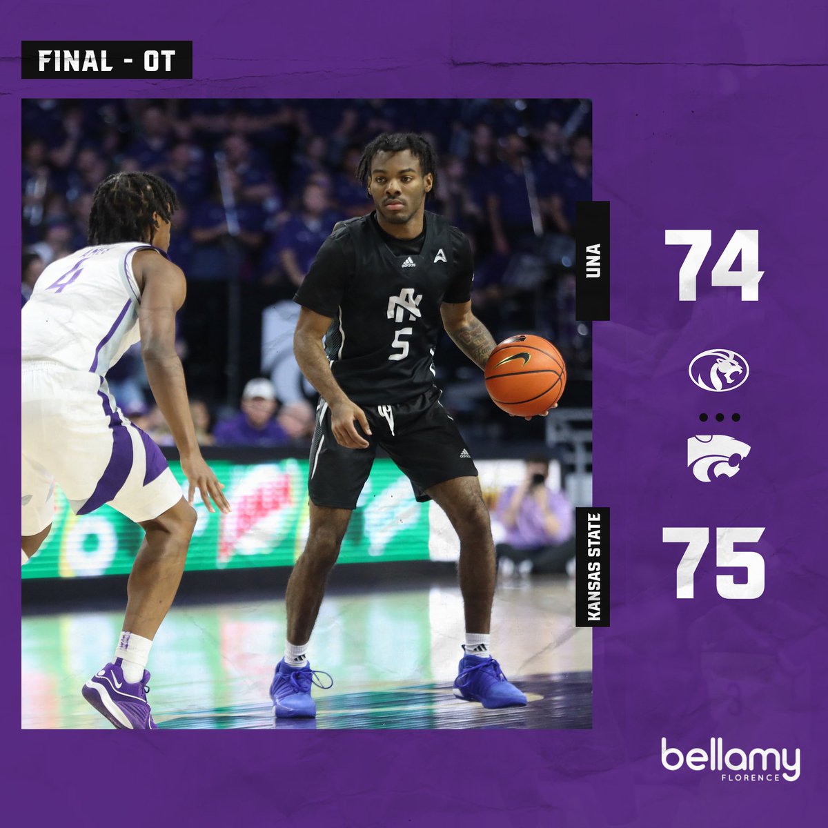 We fought with the heart of a Lion, but fall in overtime at Kansas State.

We're back home on Thursday at 11 a.m.

See you at CB&amp;S Bank Arena.

#RoarLions 🦁