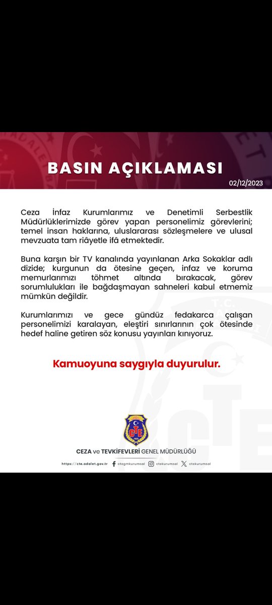 Senaryo hayal ürünü deyip hakkıyla, alın teriyle mesleğini icra eden biz İnfaz ve Koruma Memurlarına iftira atamazsınız sizin yazdığınız senaryo hayal ürünü bile değil nasıl bir kurgunuz var?11 yıldır ekmek yediğim mesleğimden elinizi çekin   #ArkaSokaklar