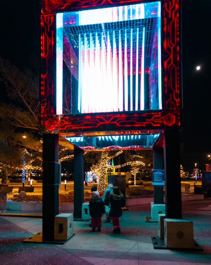 Step into an out-of-this-world experience in Capstone 💫 This interactive art installation from <a href="/bigartworks/">BigArt</a> connects you with artificial intelligence, imagined, from another world. 

Over 18' tall, 10' wide, containing 18000+ LEDs, B!G ART's "CUBE" is in Capstone until Dec. 3!