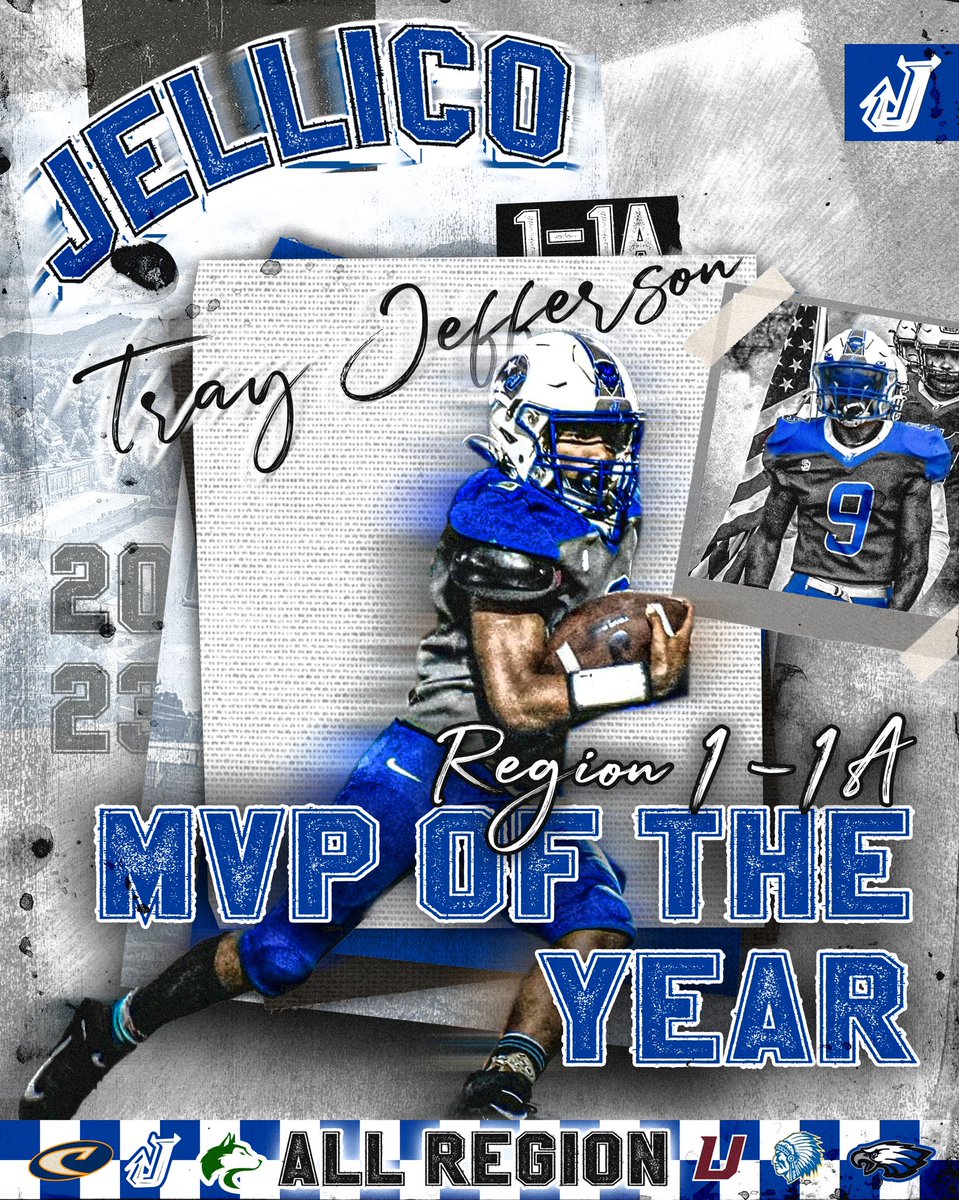 jellicofootball (@jellicofootbal1) on Twitter photo Your 2023 MOST VALUABLE PLAYER of Region 1-1A
Congratulations
Tray Jefferson!
We are beyond proud of this young man this season. He was always up to play any position he was needed at and always gave 110% on gameday until the clock hit 00:00. Congrats MVP!
<a href="/tray_jefferson9/">Tray Jefferson</a> Your 2023 MOST VALUABLE PLAYER of Region 1-1A
Congratulations
Tray Jefferson!
We are beyond proud of this young man this season. He was always up to play any position he was needed at and always gave 110% on gameday until the clock hit 00:00. Congrats MVP!
<a href="/tray_jefferson9/">Tray Jefferson</a>