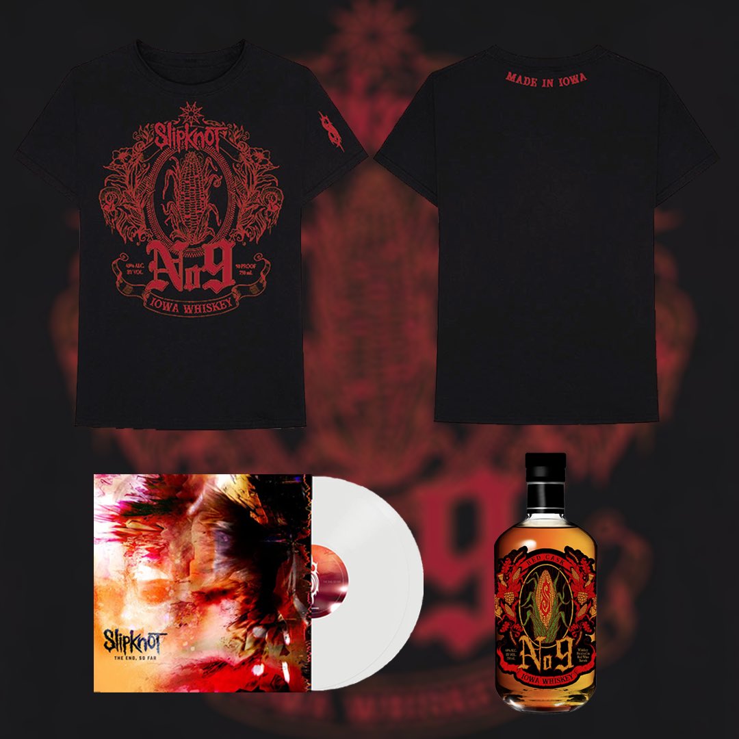 It’s the final day. Whiskey Bundles are closing soon, and this is your last chance to get the 2023 Limited Edition “Red Cask” with @slipknot’s ‘The End, So Far’ on white-colored vinyl or a #slipknotwhiskey tee. Order yours at slipknotwhiskey.com/shop