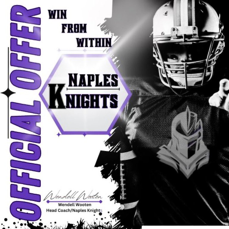 After a great conversation with <a href="/coachsheff239/">Coach Sheff</a> I am thankful to receive an offer from <a href="/KnightsNaples/">Naples Knights Football Academy</a> <a href="/Samxmobley/">Sam Mobley</a> <a href="/popwiththeflops/">popswiththeflops</a> <a href="/ParkwoodFB/">Parkwood Football</a> <a href="/ParkwoodHighfb/">Parkwood High School Football Recruiting</a>