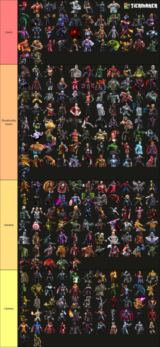 kamMCOC's tweet photo. The community voted Tier List I posted a while back has ended and now I wanted to take a look at the results.

Thanks to everyone who participated and voted, I really like this addition to Tiermaker.

Overall we had 638 participants, around 94 made it through all the champs.

1/5 https://t.co/mAwCg7bFWo