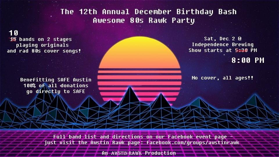 Tonight!! No cover, all ages!! #awstinrawk #decemberbirthdays #safeaustin