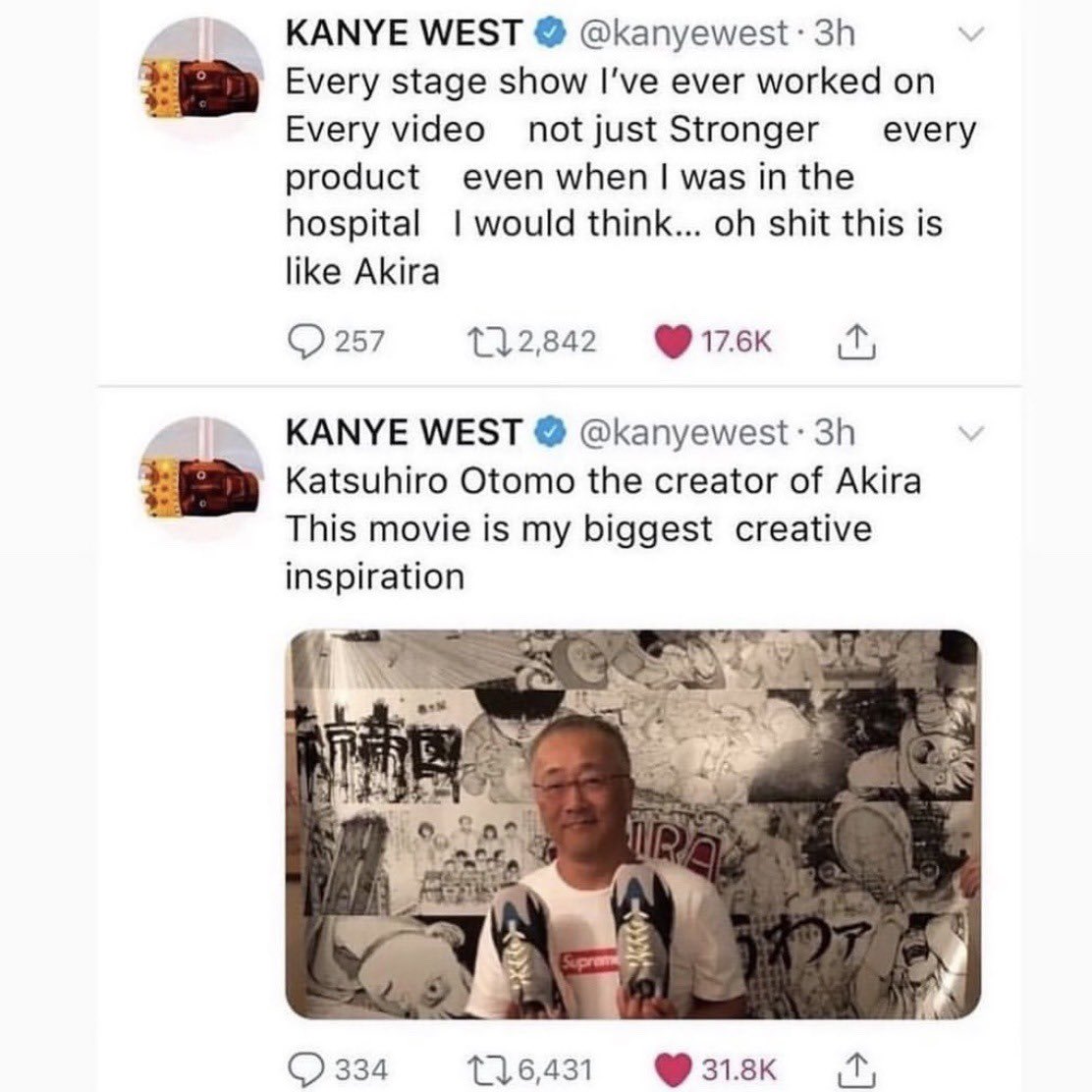 YeMoments's tweet photo. Ye x Akira - his favourite film and anime 

(Thread 🧵) https://t.co/ExiMkAGsHQ