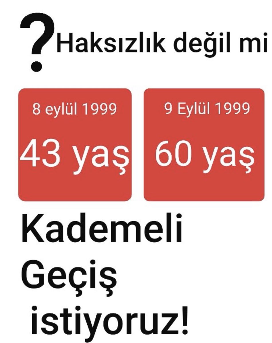 ✅ Benden küçük yaşta ki Kadınlar 41-45 yaşta , Erkekler 43-45 yaş aralığında emekli oldu.
✅ Ben 8000 gün prim ödedim , EYT Emeklileri 5000-5975 gün prim şartıyla emekli oldu.
✅ Ve yukarıdaki emekli olan  insanlar özel sektörde çalışmaya devam edip çift maaş alıyorlar , biz ise