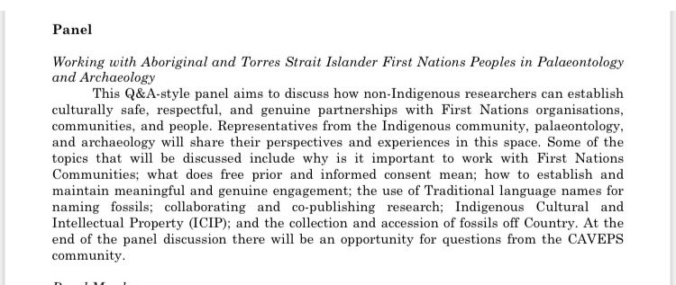 jillian_garvey's tweet photo. Proud to have facilitated and been part of this very important discussion at @CAVEPS_Palaeo on why palaeontologists need to collaborate with First Nations people- the first time this has been discussed in this forum. Looking forward to seeing change happen. @latrobe @latrobenews https://t.co/XHAyU43hok