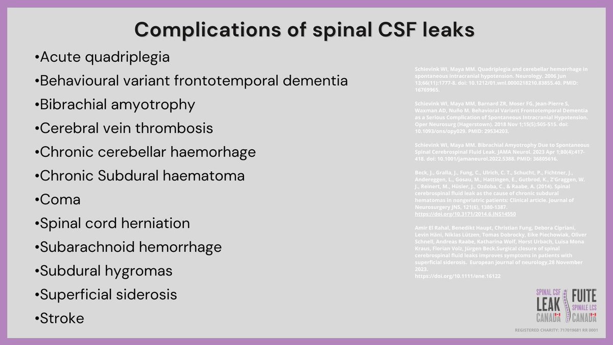 Did you know?

#spinalcsfleaks #SIH can cause serious complications.

For more information on #spinalcsfleak #SIH please visit: spinalcsfleakcanada.ca
