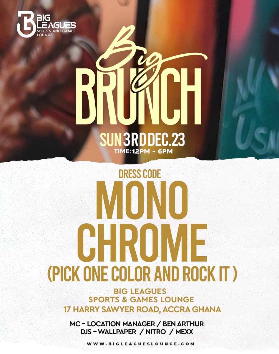 nayasaentgh's tweet photo. the big brunch happening tomorrow inside @bigleaguesgh
Free mimosas from 12-2pm
#BigDecember https://t.co/PA14e9pL8M