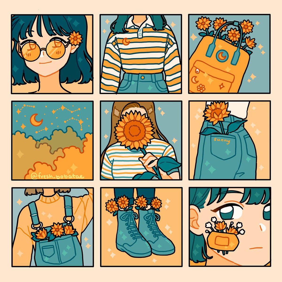 All my moodboard art ✨which theme is your favorite? 🍊🌻🖤 