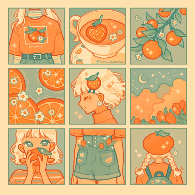 All my moodboard art ✨which theme is your favorite? 🍊🌻🖤 