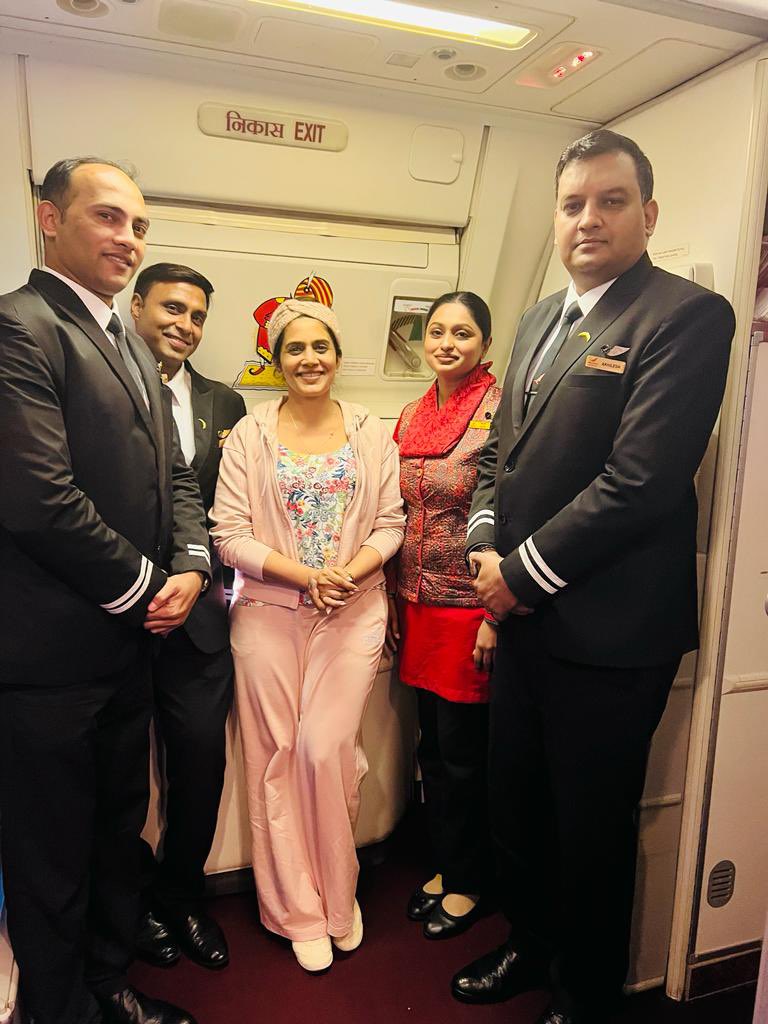 Thank you our very own @airindia for such a warm comfy relaxing and delicious flight 😇 🇮🇳 Proud and thankful 💕 Big love team ….. 🤗
