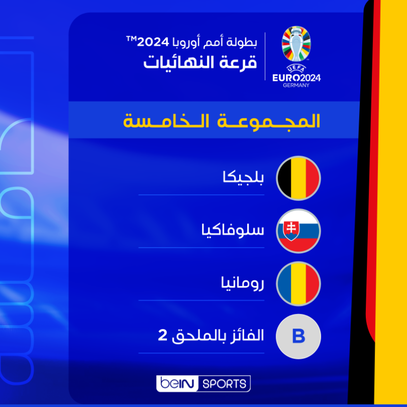 beINSPORTS's tweet photo. ๐จ๐๏ธ ุชุนุฑู ุนูู ูุชุงุฆุฌ ูุฑุนุฉ ุจุทููุฉ ุฃู
ู
ุฃูุฑูุจุง 2024โข
โ๏ธ๐จ๏ธ ุจุฑุฃููุ ุฃู ู
ุฌู
ูุนุฉ ูู ุงูุฃูููุ
#ููุฑู2024 | #ุจุทููุฉ_ุฃู
ู
_ุฃูุฑูุจุง
#EURO2024 | #EuroDraw | #UEFAEURO2024