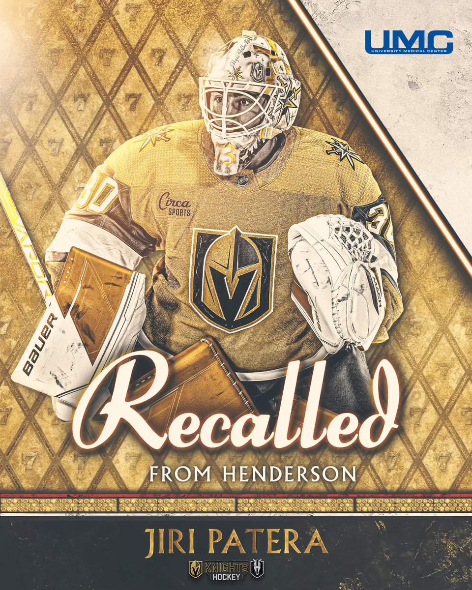 GoldenKnights's tweet image. ⚔️ Jiri Patera has been recalled from the @HSKnights!

#VegasBorn  | #ForgeTheKnight