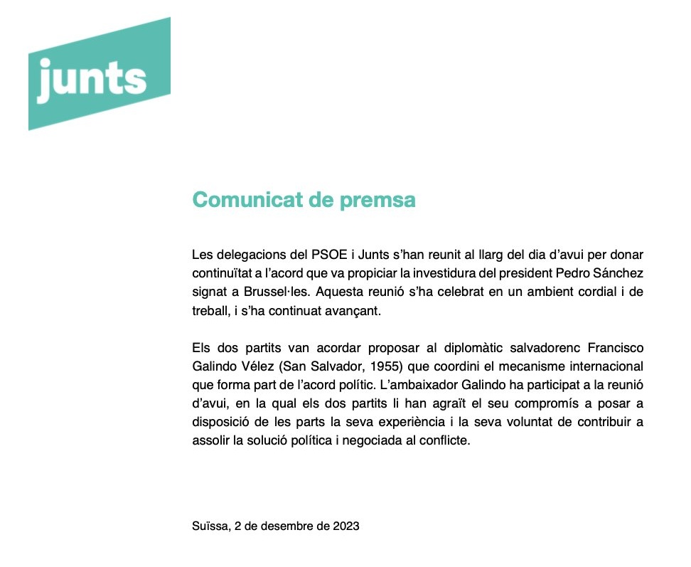 La mesa de chantaje de ERC ha dado paso a la mesa de la ignominia con Puigdemont y un "mediador". Aunque nos robaron, nos quisieron sacar de España por la cara, nos dividieron y empobrecieron, el PSC-PSOE les dio impunidad por votos. Y no es suficiente: en secreto, negocian más.