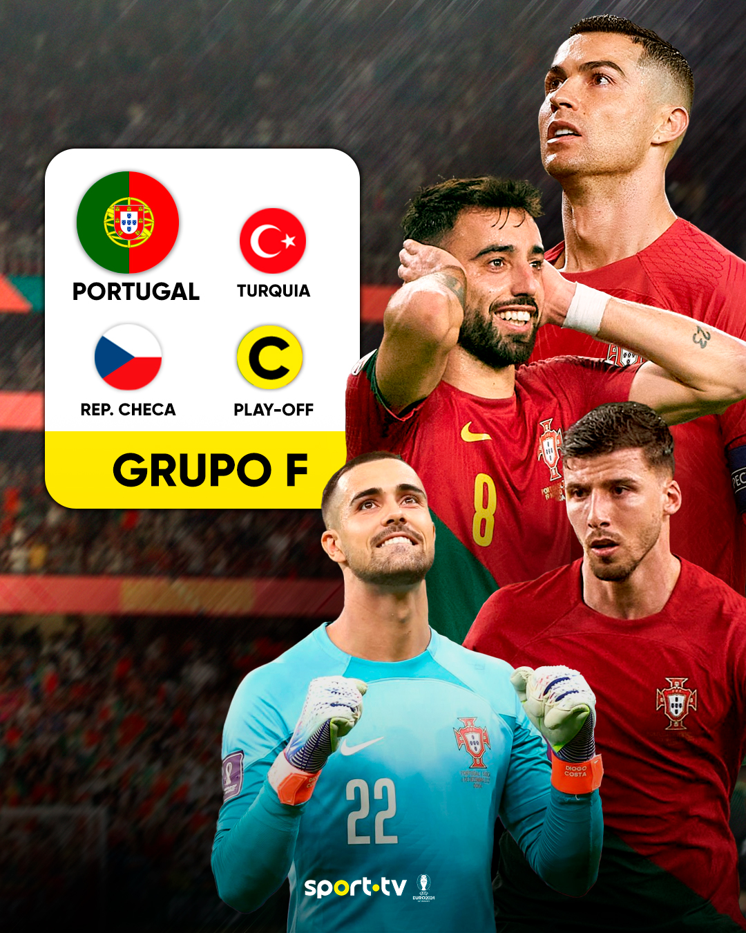 Euro 2024: Turquia, Chéquia e vencedor do Play-off C no grupo de Portugal