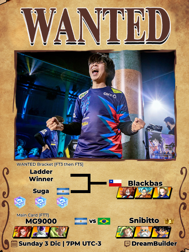 Ahora si que estamos de vuelta y para probar el rollback al máximo tenemos un mix de países con ladder clasificatoria al WANTED!

📅Domingo 3 - 7PM GMT-3

ft.<a href="/Blackbas6/">Blackbas</a> <a href="/MG9000k/">MG9000</a> <a href="/snibitto/">🔮ドラゴン S n i b i t t o ボール🔮</a> <a href="/ImKraySugar/">I'm Suga 🇦🇷</a>