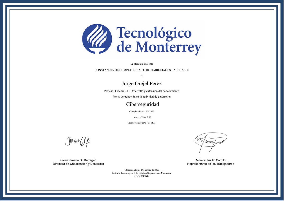 Constancias como profesor de cátedra <a href="/TecdeMonterrey/">Tecnológico de Monterrey</a>