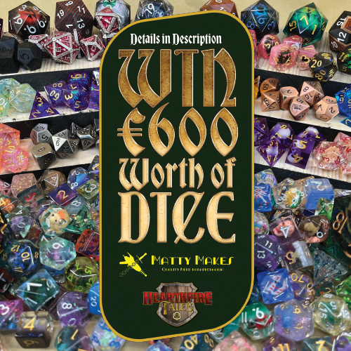 HearthfireT's tweet photo. DICE GIVEAWAY!!! Forget being a Dice Goblin, we have teamed up with the amazing @MattyMakesArt  to turn you into an absolute Dice DRAGON this Christmas! To celebrate our Christmas Special: "RetroStellar" we are giving away 20 full sets of Dice, worth €600!!! https://t.co/u9efIGBxx1