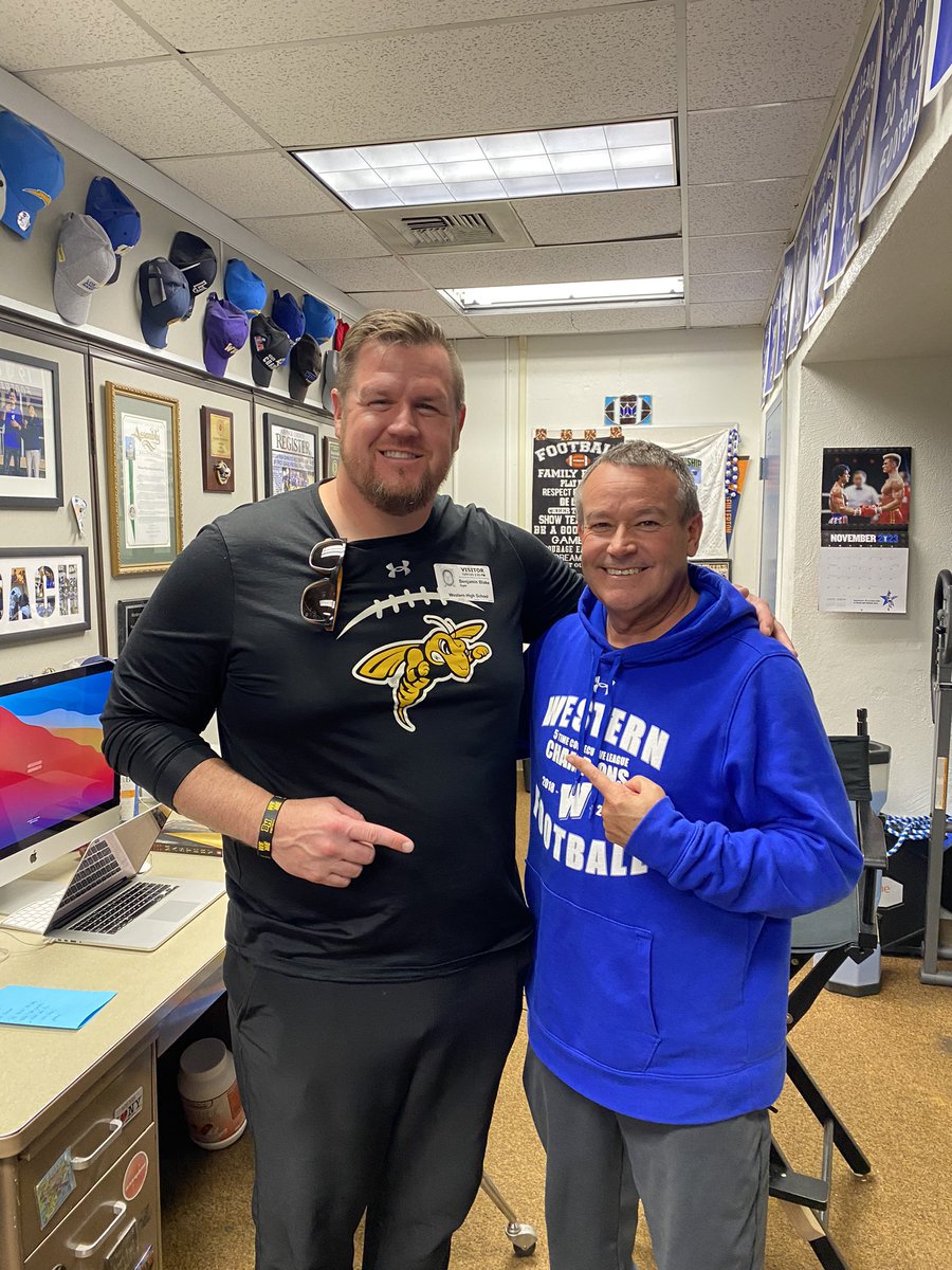 Wanted to give a shoutout to <a href="/CoachBenBlake/">Ben Blake</a> from <a href="/BlackHillsState/">Black Hills State</a> for stopping by spending some time talking football and the recruiting business side of things. Always inspiring feeling his passion. <a href="/westernpioneer1/">westernpioneerfootball</a> <a href="/WHSPios/">Western High School</a> <a href="/WatchWestern/">watchwesterncom</a>
