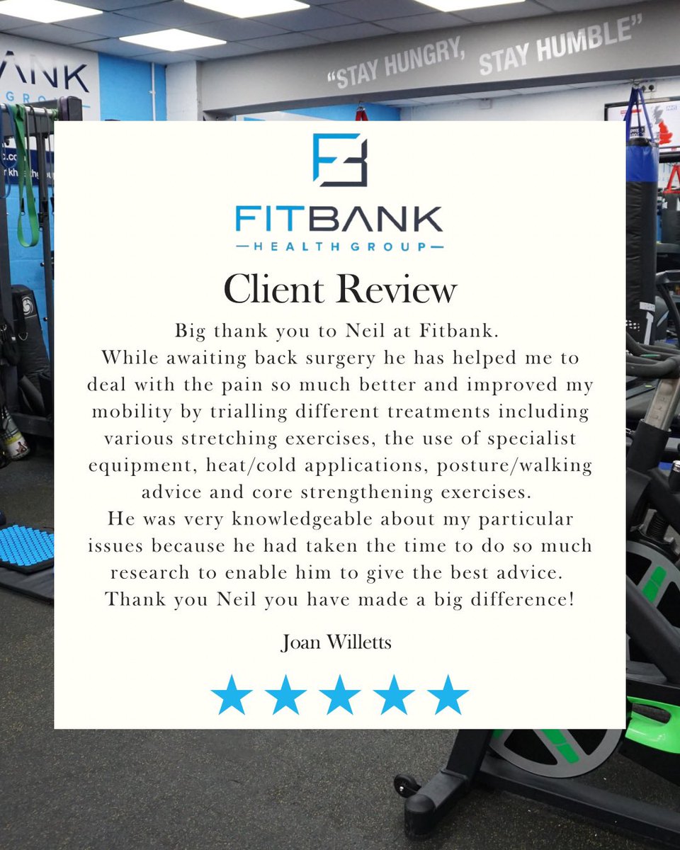It’s fabulous reading reviews like this, it motivates us everyday to do what we do😃💪🏼💙

#helpingothers #fitbankhealthgroup #bolton #therapy #westhoughton #improvinglives #physicaltherapy
