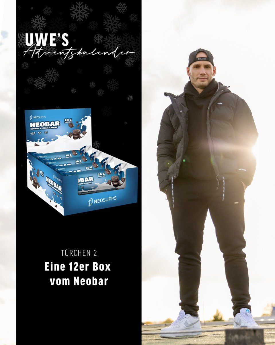 Flying Uwe (@flyinguwe) on Twitter photo Uwes Adventskalender #2 🎅🎄
Hinter dem 2. Türchen verbirgt sich eine 12er Box vom leckeren Neobar Proteinriegel! 🍫
Teilnehmen:
▶️ <a href="/neosupps/">NEOSUPPS 💪</a> & <a href="/flyinguwe/">Flying Uwe</a> folgen
▶️ Gewinnspiel liken & mit #Neosupps kommentieren
Gewinnchance verdoppeln:
▶️ Retweet
Ende: 03.12.23 um 23:59 Uhr Uwes Adventskalender #2 🎅🎄
Hinter dem 2. Türchen verbirgt sich eine 12er Box vom leckeren Neobar Proteinriegel! 🍫
Teilnehmen:
▶️ <a href="/neosupps/">NEOSUPPS 💪</a> & <a href="/flyinguwe/">Flying Uwe</a> folgen
▶️ Gewinnspiel liken & mit #Neosupps kommentieren
Gewinnchance verdoppeln:
▶️ Retweet
Ende: 03.12.23 um 23:59 Uhr